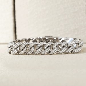 Bracelet élégant en moissanite et diamant, argent sterling 925, chaîne à maillons pour femme, bijou tendance, cadeau - Product Image 6