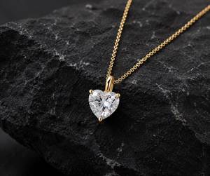 Colgante de Diamante Cultivado en Laboratorio con Corte Corazón, Chapado en Oro Amarillo de 18K, con Certificación IGI, para Uso Diario de Mujeres - Product Image 3