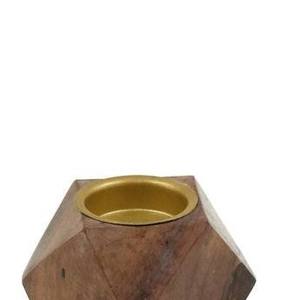 Brûleur d'encens géométrique en bois de santal fait main avec intérieur doré, diffuseur aromatique pour une utilisation toute l'année - Product Image 3
