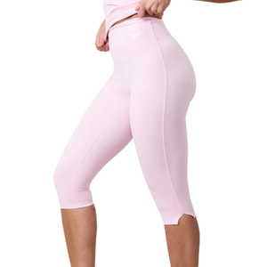 Women's Pink <b>High</b> Waist Capri Yoga Leggings-Seamless Stretch Spandex/Nylon Fabric Comfortable Fit Thin <b>Knee</b>-Length Casual - Product Image 2