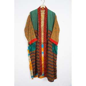 Robe longue kimono indienne 100 % soie, col en V, fermeture à cordon, pour femme, tenue de nuit, demoiselle d'honneur, maternité, style bohème, romantique - Product Image 4