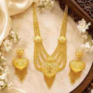 Wholesale 14K18K24K Micron <b>Gold</b> Heavy Bridal Long Necklaces Traditional Design Fashion Jewelry <b>Set</b> Dubai Style Long Jewelry <b>Set</b> - Product Image 2