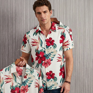 Men's Floral Printed Hawaiian Shirt Short Sleeve Turn-<b>down</b> Collar Summer Vacation Wear Poplin Fabric Casual Quick Dry Breathable - Product Image 2