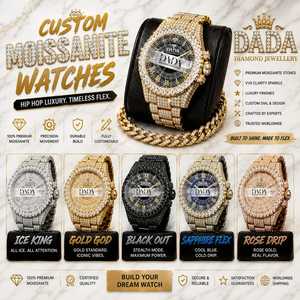 นาฬิกาเพชรโมอิสซาไนต์สุดหรูสำหรับผู้ชาย ประดับเพชร VVS แบบสั่งทำพิเศษ สไตล์ฮิปฮอป ระบบออโตเมติก เครื่องประดับแฟชั่นระดับพรีเมียม - Product Image 1