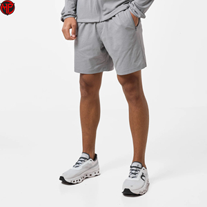 Gray Hooded <b>Tracksuit</b> Set Zip Up Jacket and Shorts Breathable Quick Dry Streetwear Sportswear Windbreaker Shorts Set for Men - Product Image 2