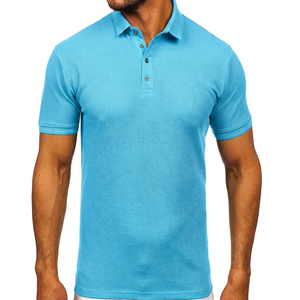 Polo à manches courtes pour homme en coton tricoté vert olive, couleur unie, design respirant, décontracté - Product Image 6