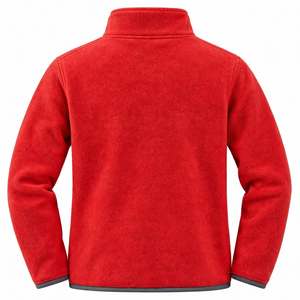 Custom Crimson Red Full Zip Polar Fleece Bomber Jacket <b>Men</b> Stand Collar Warm Outdoor Sport Autumn <b>Thermal</b> Zipper Front Windproof - Product Image 3