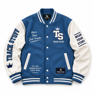 Veste universitaire personnalisée pour homme en laine et coton, col montant, logo brodé sur le devant, style streetwear, hiver - Product Image 2