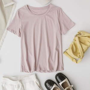 Camiseta Holgada de Algodón para Mujer al por Mayor, Manga Corta, Cuello Redondo, Color Liso, Estilo Casual Oversize, con Logotipo Personalizado - Product Image 6