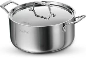 Olla de aluminio antiadherente premium con tapa de vidrio y mango de madera, olla profunda para cocinas de inducción - Product Image 3