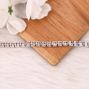 Natural <b>Gemstone</b> Pink Tourmaline <b>Bracelet</b> in 925 Sterling Silver Handmade Luxury Jewelry for Unisex - Product Image 1