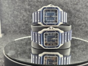 Reloj Analógico de Lujo con Correa de Cuero y Acero Inoxidable, con Diamantes Moissanite VVS Cuadrados, 16 mm, Totalmente Cubierto de Diamantes, Movimiento Automático ETA - Product Image 4