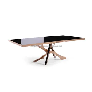 Minimalist Scandinavian Modern Aluminium Coffee <b>Table</b> with Wood Top Zahid Exports Home Decor for Apartment Living Room - Product Image 2