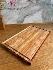 Unique Handmade Wooden Chopping Board Rectangle Shape With Natural <b>Wood</b> Grain And Log <b>Slices</b> Handle Feature Chopping Board - Product Image 4