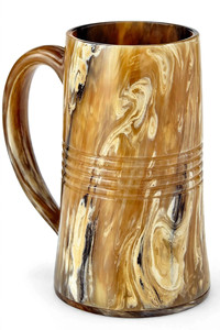 Mug en corne de buffle naturelle sculpté à la main avec motif de bateau viking, tasse à boire rustique antique, objet de collection médiéval - Product Image 5
