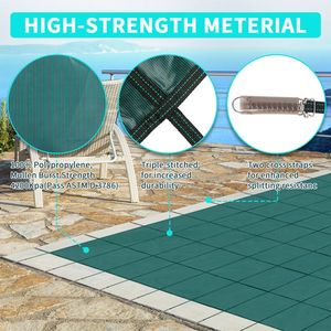 Copertura Verde per Piscina Rettangolare 16*32ft, Resistente e Impermeabile, con Avvolgitore - Product Image 3