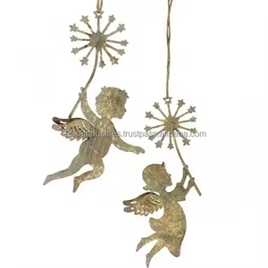 Copos de nieve colgantes de Navidad hechos a mano, diseño de acabado, nuevo concepto, alambre colgante dorado, estrellas, metal, chapado en latón - Product Image 6