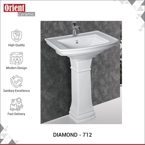 Good Quality Top Bulk Selling White Ceramic Single Hole Sanitary Ware Pedestal Hand Wash Basin Sink for Home Use from India - Product Image 2