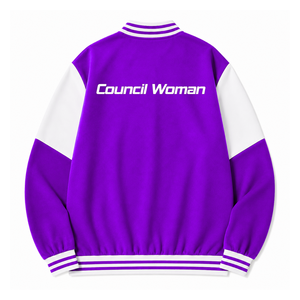 Chaqueta cortavientos personalizada del Consejo NCNW con logo bordado en azul y blanco, estilo casual para mujer con forro de poliéster. - Product Image 3