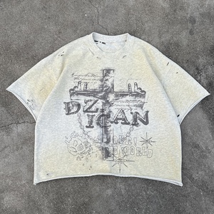 Camisetas Cortas Personalizadas de Estilo Urbano Vintage con Lavado Ácido, Estampado Gráfico Personalizado, 100% Algodón, Corte Cuadrado y Holgado para Hombre - Product Image 1