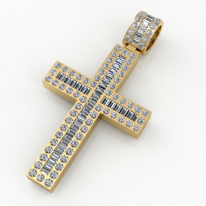 Collier religieux chrétien en argent 925 avec croix de Jésus, bijoux personnalisés, pendentif entièrement serti de diamants de laboratoire, style hip-hop, breloques. - Product Image 1