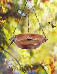 SALEEM INTERNATIONAL Mangeoire à oiseaux en cuivre suspendue avec chaîne, résistante à l'eau, 5-5,9 pouces, décoration de jardin - Product Image 3