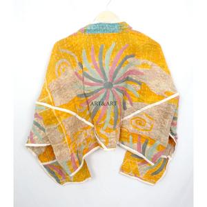 Authentic Handmade 100% Cotton <b>Kantha</b> <b>Jacket</b> Mandarin Collar Full Sleeves Breathable Eco-Friendly All Season Fashionable Design - Product Image 6
