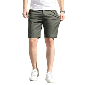 Shorts Bermuda décontractés pour hommes, longueur genou, fermetures éclair sur le devant, mélange de coton et de spandex extensible, taille mi-haute, 180g, séchage rapide - Product Image 1