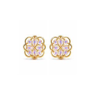 Pendientes Minimalistas Florales de Plata de Ley 925 con Tanzanita Ovalada Cabujón y Diseño de Flor de Dogwood de Ishime Jewels, Bañados en Oro y Rodio, Ideales para Fiestas - Product Image 2