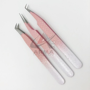 Pince à épiler pour extensions de cils en acier inoxydable durable, testée à la main, à isolation à 90 degrés, à pointe lisse, outil de beauté - Product Image 2