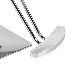 Poltrona da Barbiere in Pelle PVC Grigia da 150 kg con Telaio Quadrato in Lega di Alluminio, Pompa Olio Alta, Pedale a Rivetto, Durevole e Confortevole - Product Image 4