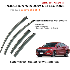 Déflecteurs de vent pour BAIC Senova D50 2012-2017 2018+ avec garniture chromée, déflecteurs de vitres latérales, visière de pluie, visière de fenêtre de voiture injectée - Product Image 3