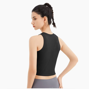 Top Corto de Punto para Mujer, Cuello Redondo, Color Sólido, Transpirable, Informal, de Jersey, Algodón, Fibra de Bambú, Sin Mangas - Product Image 3