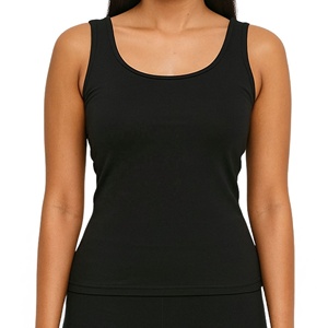 Original Wholesales Black regular tank top Solid Scoop neck sleeveless no sleeves sleeves Knitted cotton Sleeveless ladies top - Product Image 5