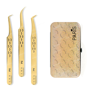 Pince à cils à pointe en fibre pour extensions de cils volume, avec logo personnalisé, impression dorée, marque privée - Product Image 2