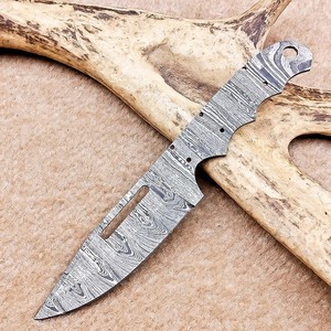 Cuchillo de caza y bushcraft de acero de Damasco Nordic Forge, hoja en bruto DIY, EDC, punta fija, forjado de espiga completa, kit OEM - Product Image 1