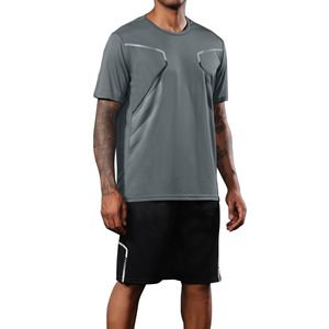 Men's 100% Polyester Set <b>Shirt</b> and Shorts Set Zipper Pockets Quick Dry Gym Athletic Clothes Workout Running Summer Casual Outfit - Product Image 1