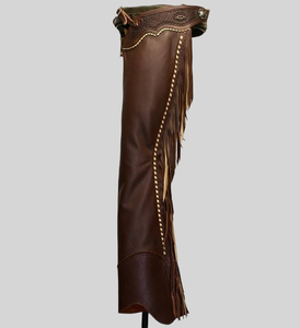 "Premium Western <b>Leather</b> Chaps Cowboy Riding Gear Durable & Comfortable Adjustable Fit Handmade for Horse Riding & Rodeo - Product Image 1