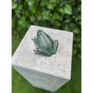 Adornos de Mesa en Miniatura de Rana de Metal, Acabado Verde Antiguo, Escultura de Rana de Hierro Fundido Hecha a Mano - Product Image 4