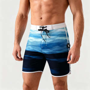 Shorts de bain pour hommes personnalisés en gros, extensibles dans 4 directions, séchage rapide, pour surf et plage, taille haute, motif imprimé sans bretelles, rayé XL - Product Image 6