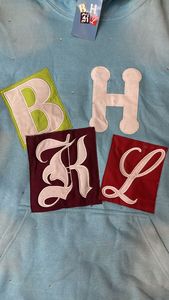 Custom <b>Applique</b> <b>Letter</b> Hoodie With Rhinestone Design Cotton Fleece Streetwear Sun Fade Embroidery Hoodie - Product Image 6
