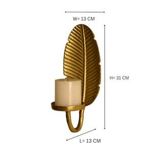 Élégant porte-bougie mural en feuille d'or, support en métal pour bougies chauffe-plat et bougies pilier, pour la décoration intérieure, le salon et la salle à manger - Product Image 2