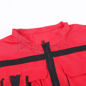 Gilet de sécurité haute visibilité Relevo rouge et noir, réfléchissant, en polyester respirant, vêtement de travail unisexe, style classe, léger avec poches - Product Image 5