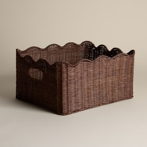Panier de rangement rectangulaire en rotin tressé festonné pour dossiers, magazines, livres et papiers de bureau, vente en gros usine - Product Image 6