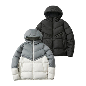 Hooded Puffer <b>Jacket</b> <b>Waterproof</b> Cotton Filled Windproof Winter Casual Coat Unisex Regular Fit Zipper Closure - Product Image 1
