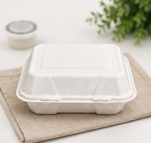 Custom Logo Compostable Bagasse Food Packaging Container 9x6 Inch Disposable Clamshell <b>Lunch</b> <b>Box</b> - Product Image 6