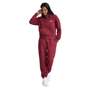Womens Quarter Zip Stand Collar Tracksuit With <b>Trousers</b> Tapered Fit Casual Lounge Wholesale Custom Two Piece Clothing Outfit Set - Product Image 1