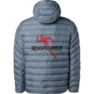 Veste d'hiver matelassée à capuche noire pour homme Sportscode, coupe-vent, fermeture éclair - Product Image 3