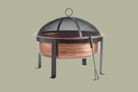Brasero élégant en cuivre, bol chauffant extérieur, centre de table en métal fait main pour jardin, idéal pour les divertissements de luxe sur patio et l'hôtellerie