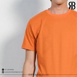 Camiseta de manga corta con cuello redondo para hombre, color naranja, corte regular, estilo casual, de algodón tejido, para hombre. - Product Image 5